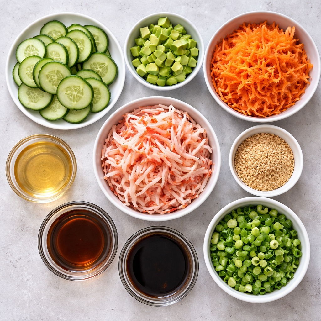 California Roll Cucumber Salad A Crisp Fresh Recipe for Summer ingredients photo