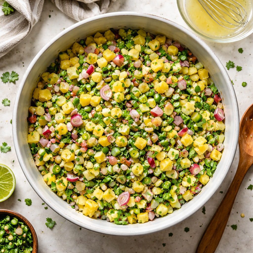 Bright Sweet Pineapple Cucumber Salad with Crunchy Mint and Lime preparation photo