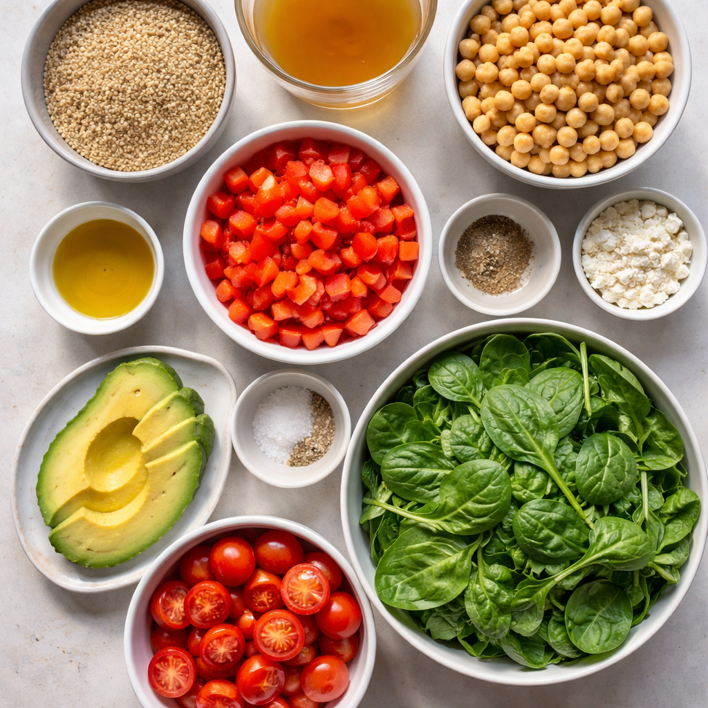 Wholesome Nourishing Grain Bowl Recipe for a Satisfying Lunch ingredients photo