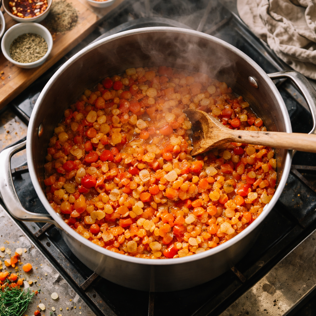 Creamy Mexican Spiced Lentils with Smoky Tomato and Lime preparation photo