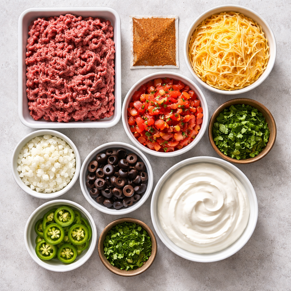 Low Carb Taco Casserole Easy Weeknight Dinner That Satisfies ingredients photo