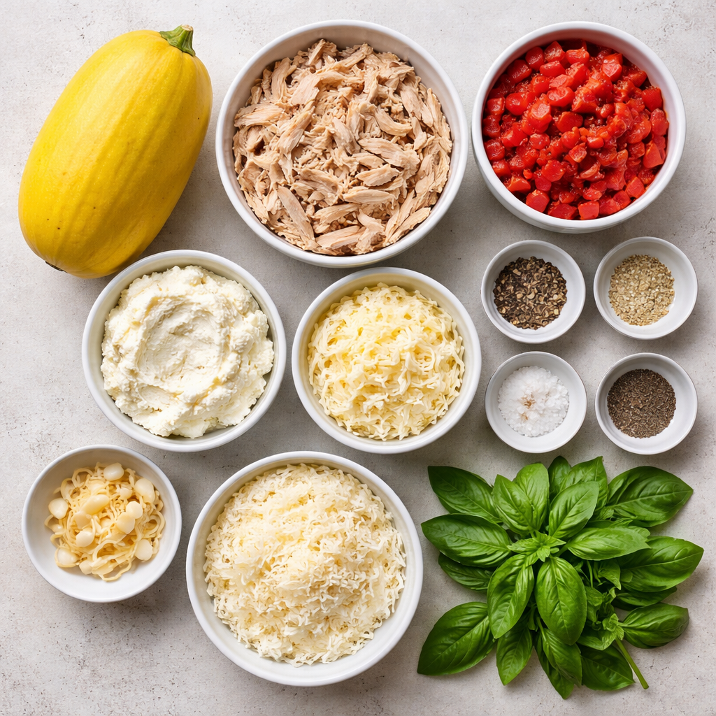 Healthy Chicken Spaghetti Squash Easy Weeknight Dinner Recipe ingredients photo