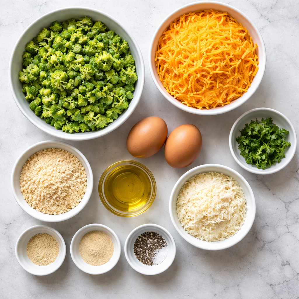 Oven Baked Broccoli Cheese Balls with Creamy Center and Crisp Exterior ingredients photo