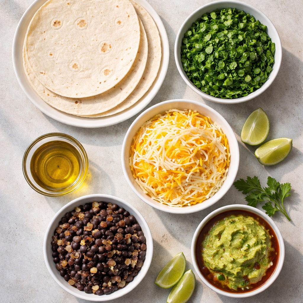 Creamy Spinach and Cheese Quesadillas for Weeknight Comfort Food ingredients photo