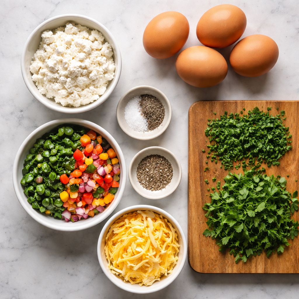 Wholesome Baked Cottage Cheese Eggs for a quick protein breakfast ingredients photo