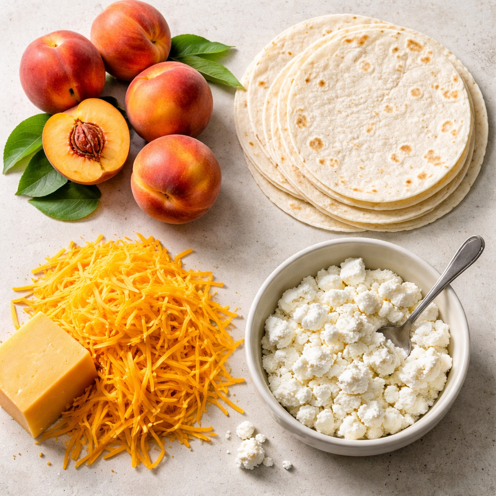 Sweet and Savory Peach Quesadillas for Quick Weeknight Dinner ingredients photo