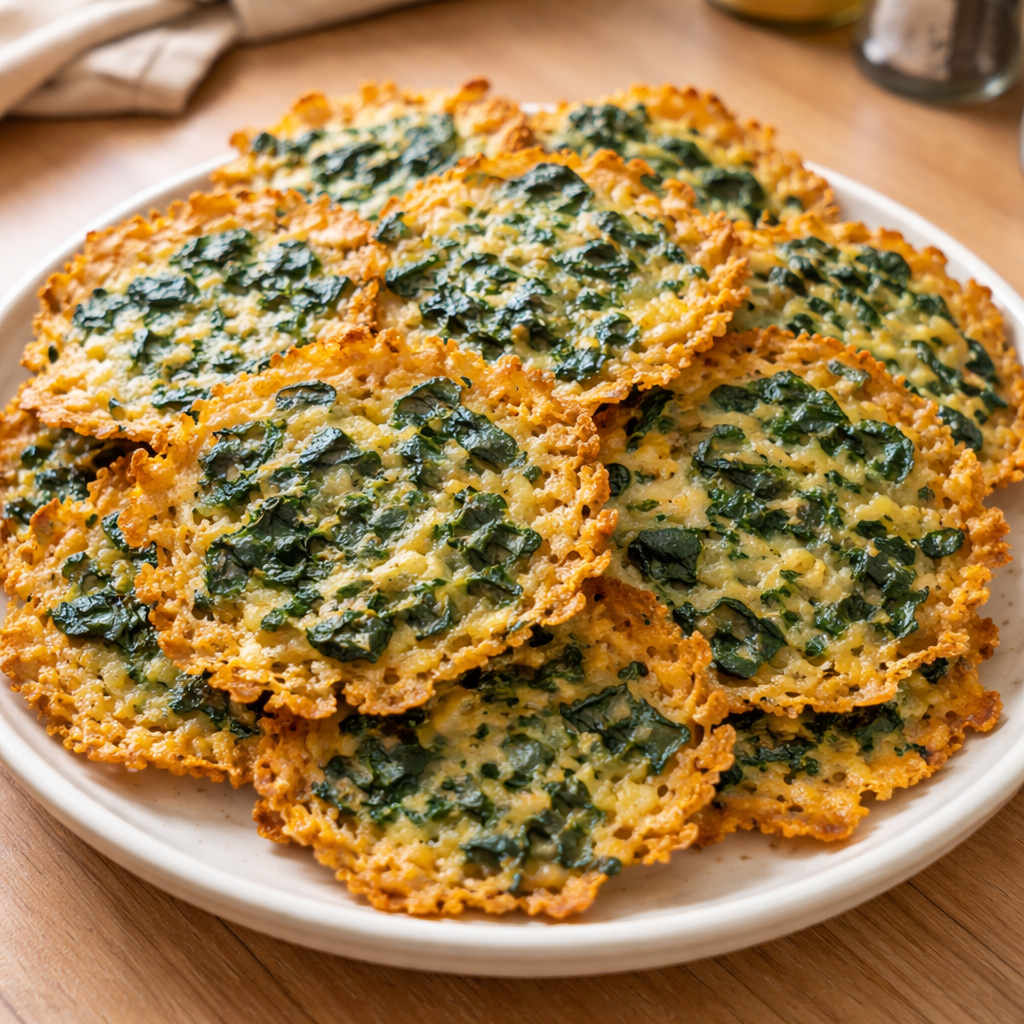 Crispy Spinach Cheese Crisps Recipe for a Quick Healthy Snack featured photo