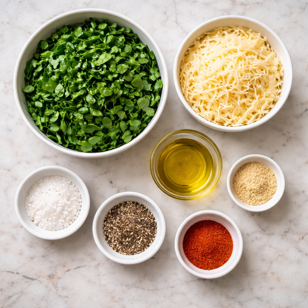 Crispy Spinach Cheese Crisps Recipe for a Quick Healthy Snack ingredients photo