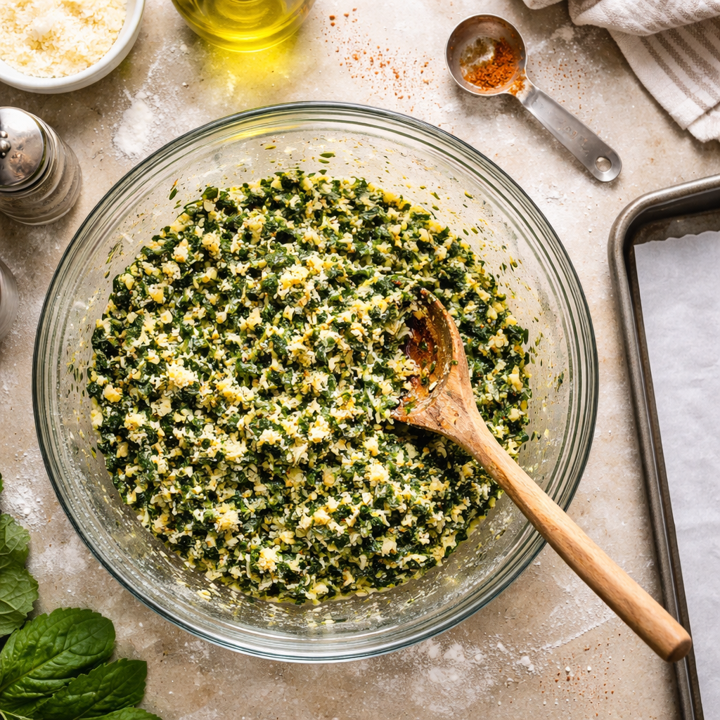 Crispy Spinach Cheese Crisps Recipe for a Quick Healthy Snack preparation photo