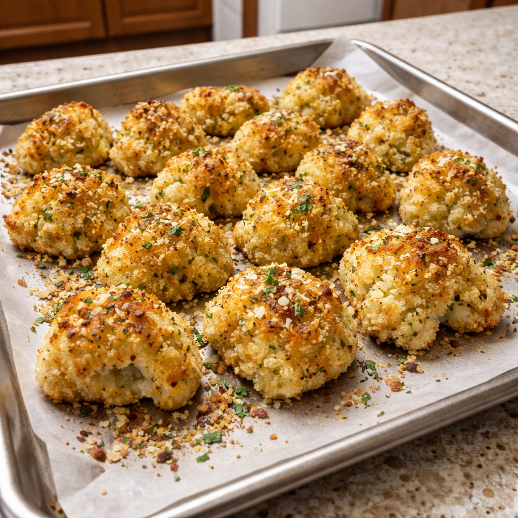 Crispy Baked Cauliflower Bites Easy Oven Snack with Garlic Parmesan featured photo