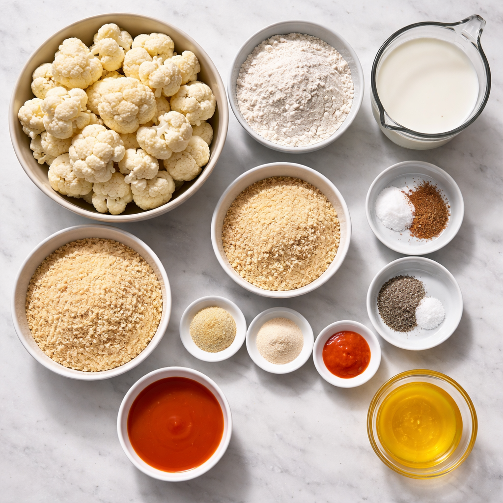 Crispy Baked Cauliflower Bites Easy Oven Snack with Garlic Parmesan ingredients photo