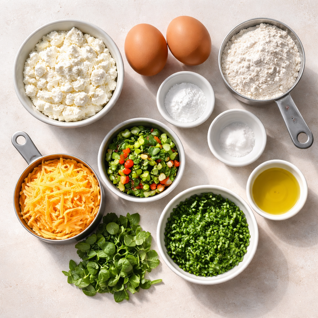 Healthy Filling Cottage Cheese Breakfast Muffins for Busy Mornings ingredients photo