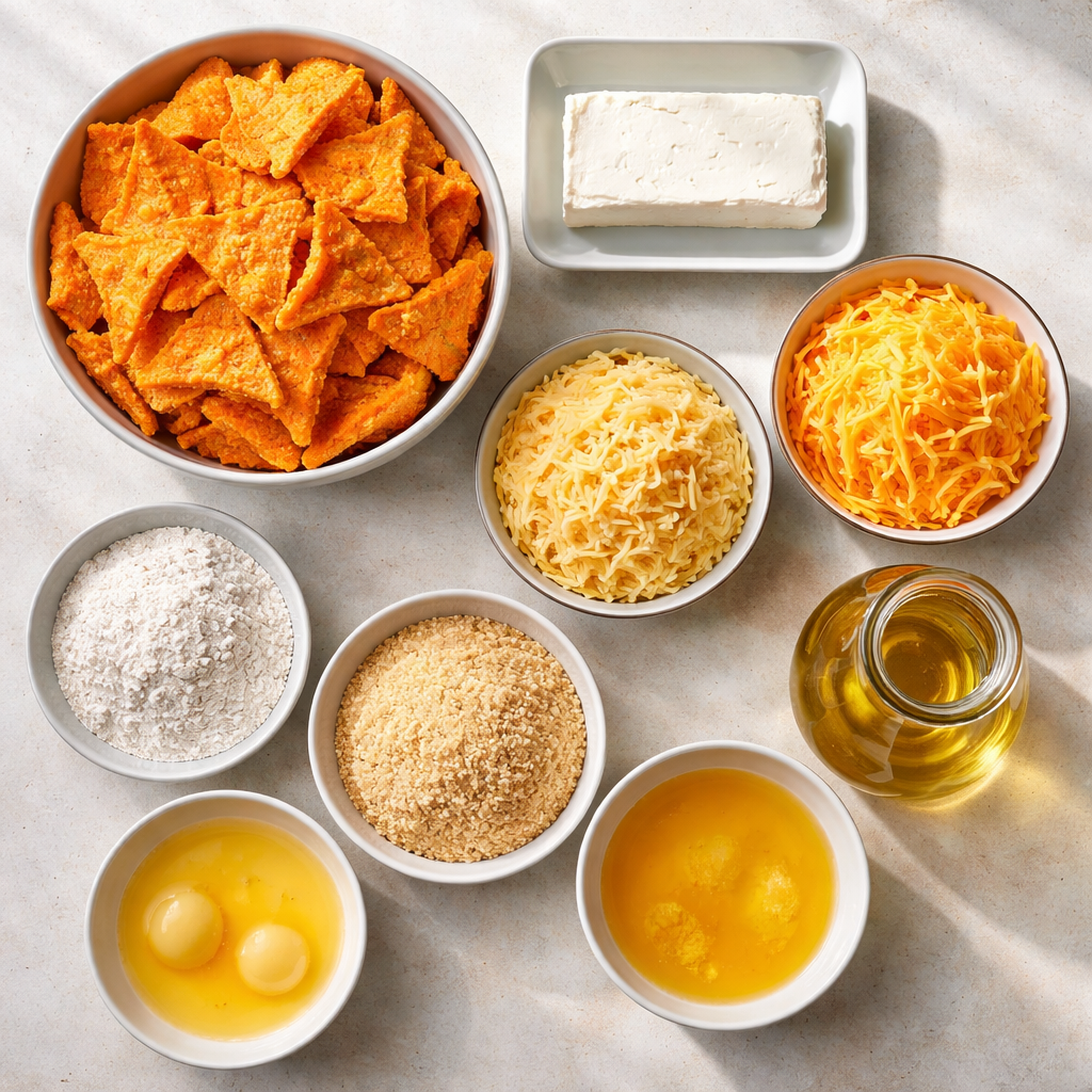 Fried Cheese Stuffed Doritos Crispy Party Appetizer Recipe ingredients photo
