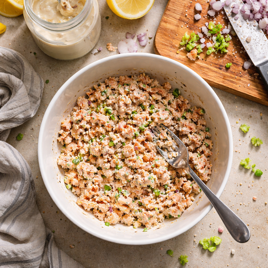 Salmon Salad preparation photo