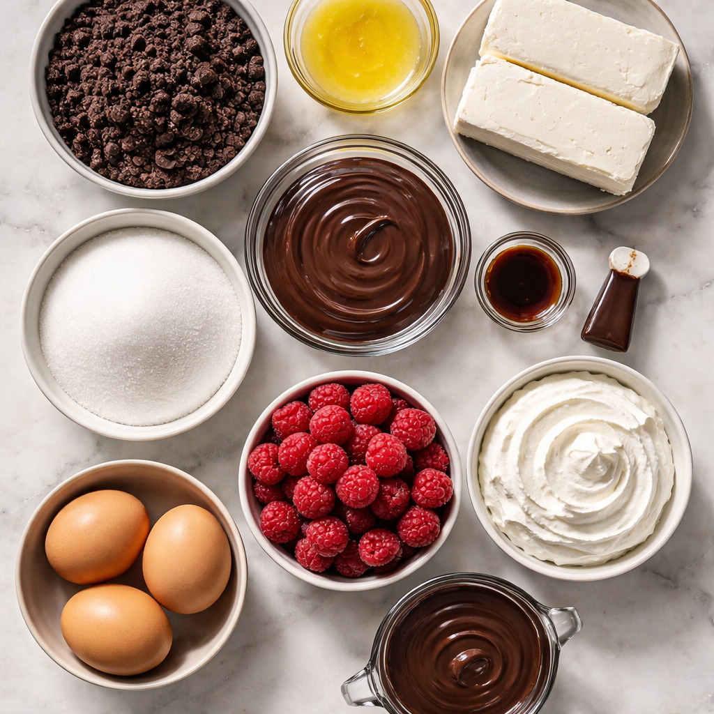 Indulgent Decadent Dark Chocolate Raspberry Cheesecake Recipe Ideas ingredients photo