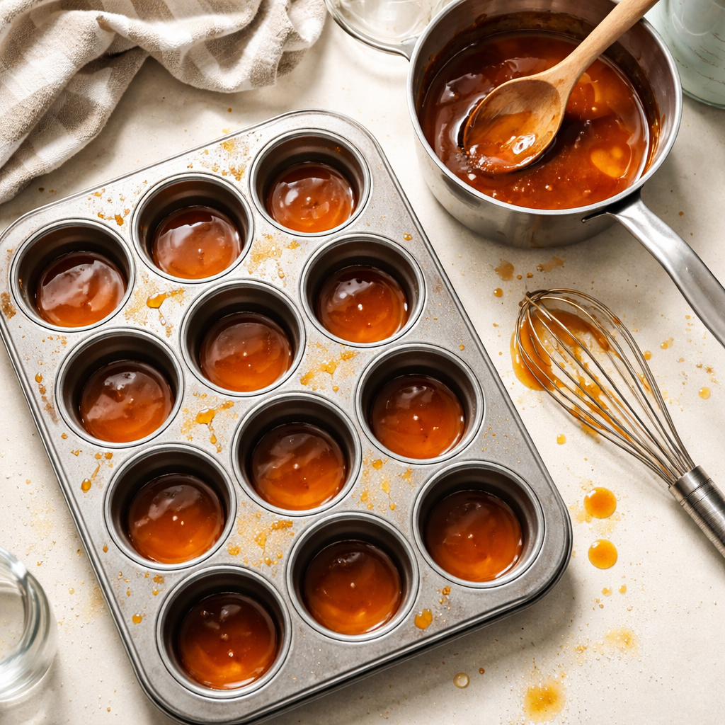 Caramel Flan Muffins A Creamy Breakfast Or Dessert Treat preparation photo