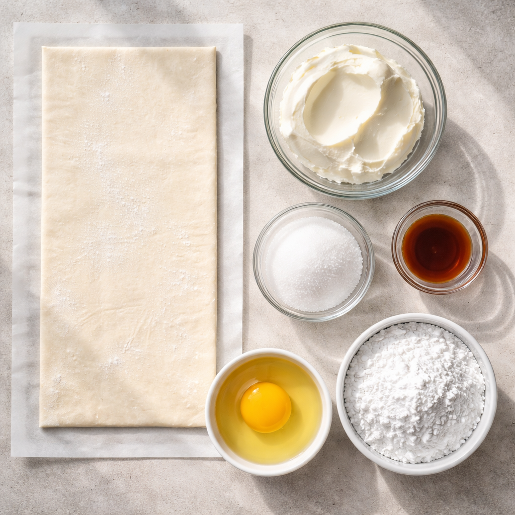 Delicious Easy Puff Pastry Cheese Danish for a Golden Breakfast Treat ingredients photo