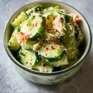 California Roll Cucumber Salad recipe with fresh ingredients for summer