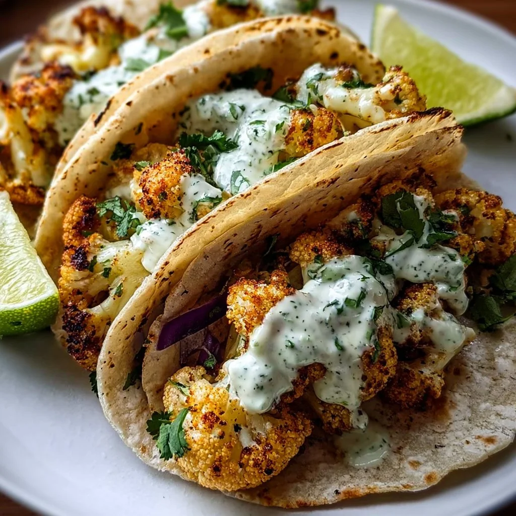 Cauliflower Tacos with Cilantro Lime Cream