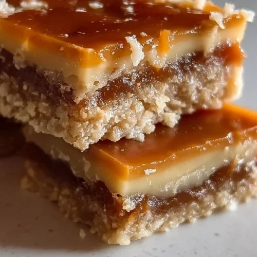Delicious homemade Caramel Crush Bars dessert on a plate