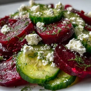 Judith's vibrant beet salad with citrus vinaigrette on a plate
