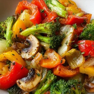 Colorful sautéed vegetables served in a skillet